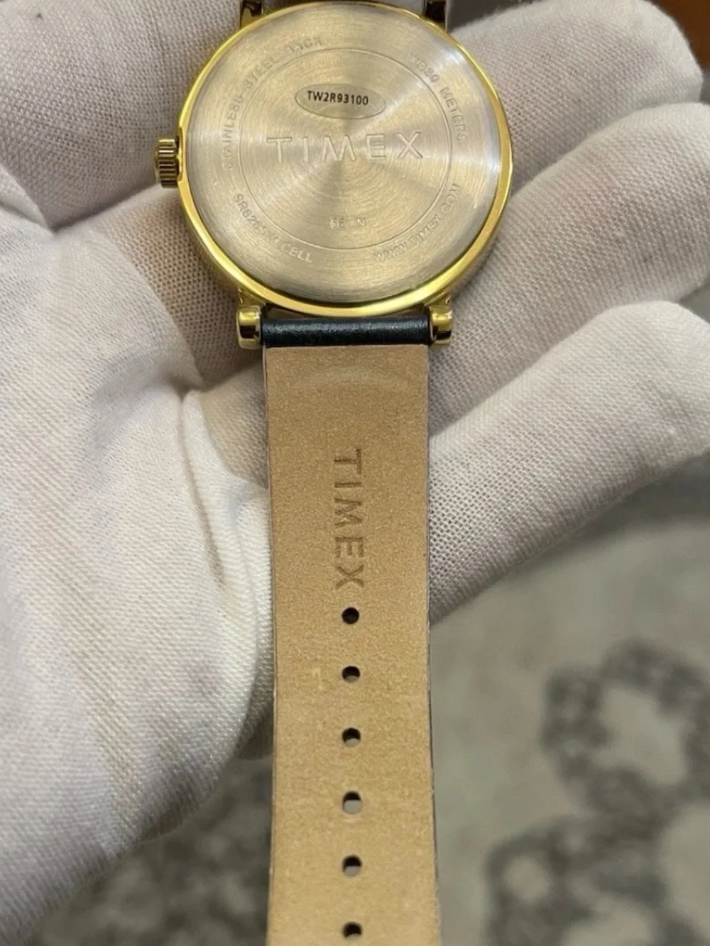 Timex Ladies Quartz Watch Gold Tone Blue Radiant Crystal Accent Dial TW2R93100